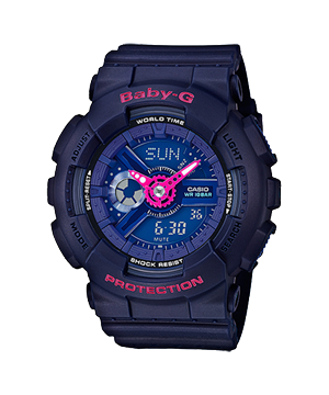 ĐỒNG HỒ NỮ CASIO BABY G BA-110PP-2A Đồng hồ kim điện tử - Dây nhựa xanh Kim chữ hồng - Chống nước 100 mét