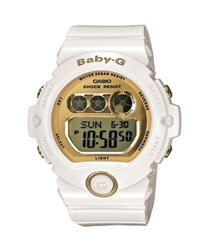 ĐỒNG HỒ CASIO BABY-G BG-6901-7DR Dây nhựa trắng - Đồng hồ điện tử Mặt vàng - Chống nước 100 mét