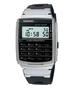 ĐỒNG HỒ CASIO CA-56-1DF Đồng hồ Điện tử Mặt đen viền bạc - Có máy tính