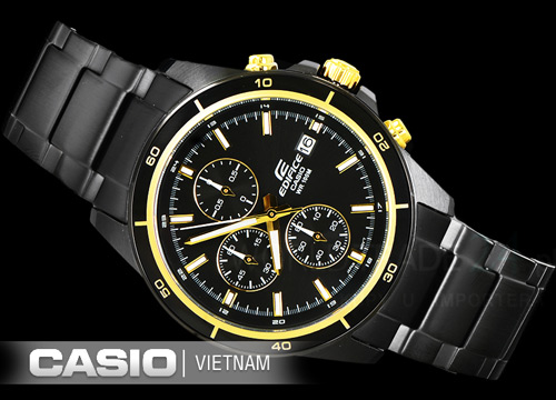 Đồng hồ nam Casio Edifice EFR-526BK-1A9VUDF Viền mặt vàng nổi bật