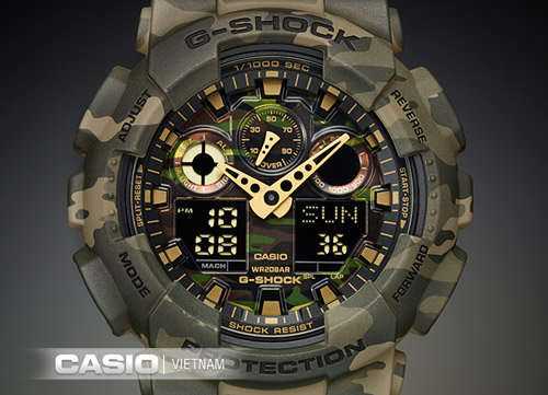 Đồng hồ nam Casio G-Shock GA-100CM-5ADR Nhật Bản Chống nước 200 mét 