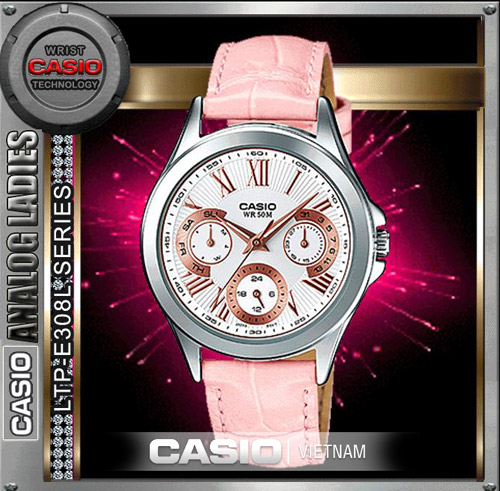 Đồng hồ Casio LTP-E308L-4AVDF Dây da thật Chính hãng