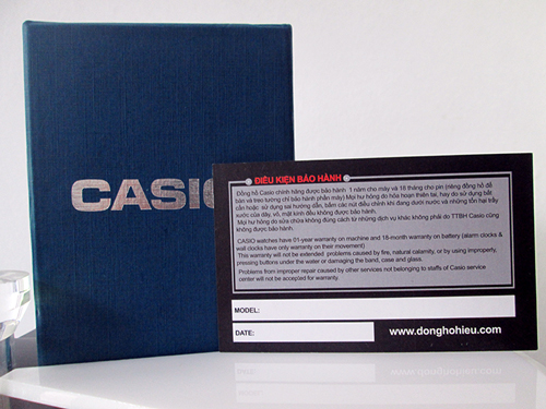 thẻ bảo hành Casio chính hãng 