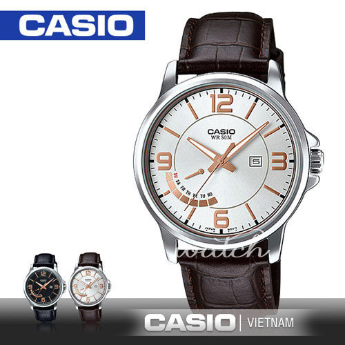 Đồng hồ Casio MTP-E124L-7AVDF Chính hãng Dây da chắc chắn