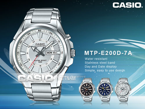 Đồng hồ Casio MTP-E200D-7AVDF mạnh mẽ cho nam
