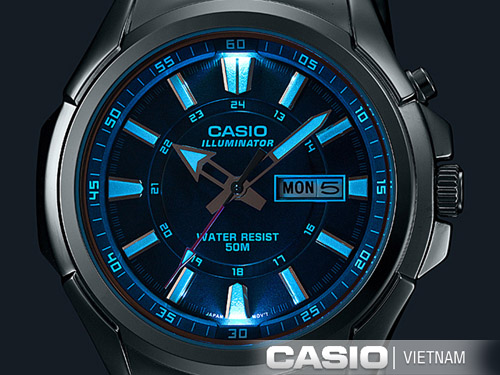 Đồng hồ nam Casio MTP-E200L-1AVDF có đèn led màu xanh