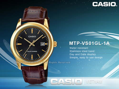 Đồng hồ Casio MTP-VS01GL-1ADF Chính hãng Pin năng lượng mặt trời