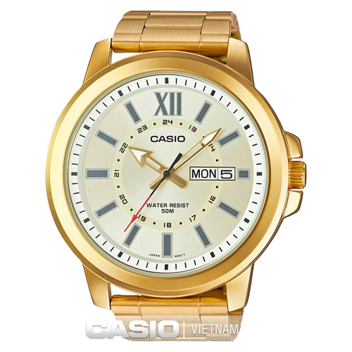 Đồng hồ nam Casio MTP-X100G-9AVDF chính hãng màu vàng sang trọng