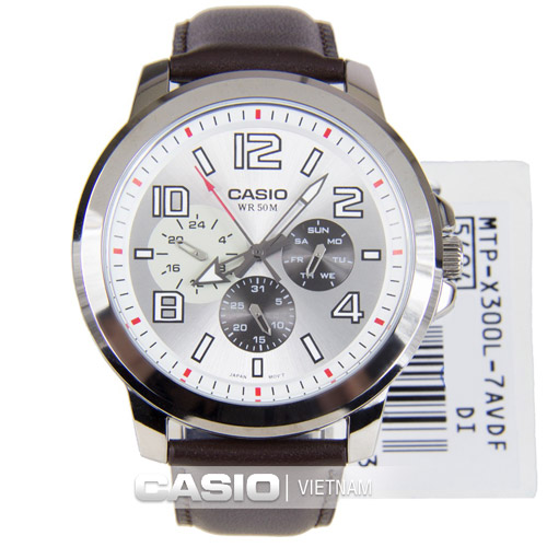 Đồng hồ nam Casio MTP-X300L-7AVDF Đồng hồ 6 kim Chống nước 50 mét