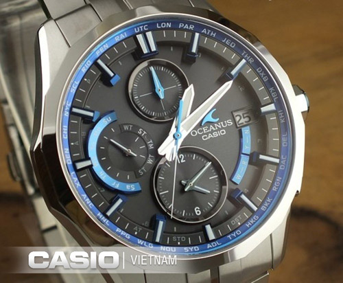 Đồng hồ Casio Oceanus Mặt 6 kim viền xanh trẻ trung