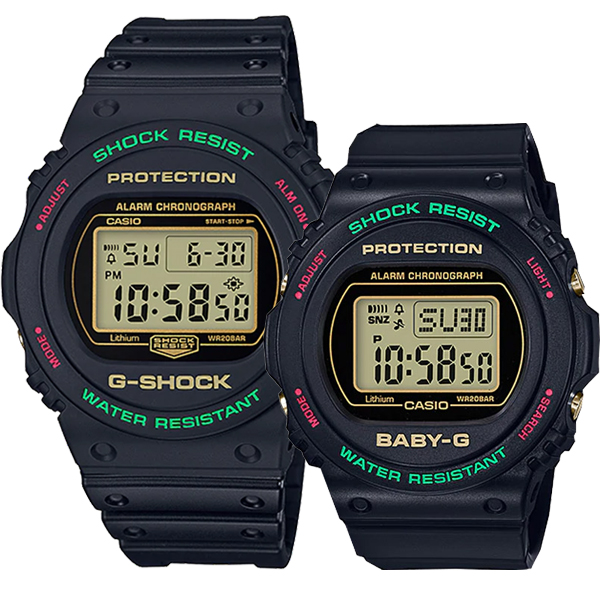 Đồng Hồ Casio Cặp Đôi G-Shock & Baby G DW-5700TH-1DR & BGD-570TH-1DR Phiên Bản Màu Đặc Biệt