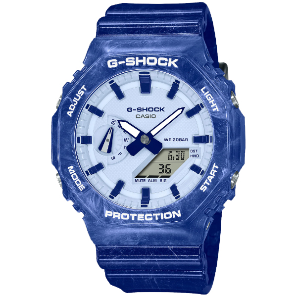 GA-2100BWP-2A | Đồng Hồ Casio | G-Shock | Dây Nhựa Màu Xanh | Phiên Bản Màu Đặc Biệt | WR20BAR