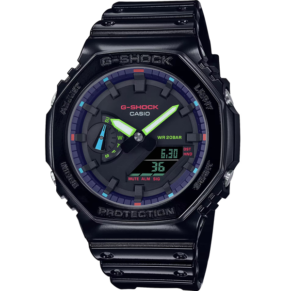 GA-2100RGB-1A | Đồng Hồ Casio | G-Shock | Dây Nhựa | Cấu Trúc Lõi Carbon | Chống Nước