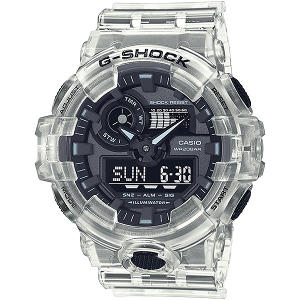GA-700SKE-7A | Đồng Hồ Casio | G-Shock | Nam | Dây Nhựa Trong | WR20BAR