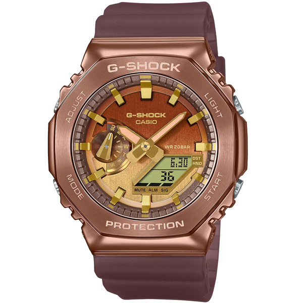 GM-2100CL-5A | Đồng Hồ Casio | G-Shock | Dây Nhựa | Vỏ Mạ Vàng Đồng | Chống Nước WR20BAR