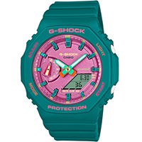 GMA-S2100BS-3A | Đồng Hồ Casio | G-Shock | Nữ | Dây Nhựa Màu Xanh | Cấu Trúc Lõi Carbon | Chống Nước WR20BAR