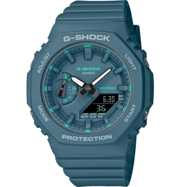 GMA-S2100GA-3A | Đồng Hồ Casio | G-Shock | Nữ | Dây Nhựa Màu Xanh | Cấu Trúc Lõi Carbon | Chống Nước WR20BAR