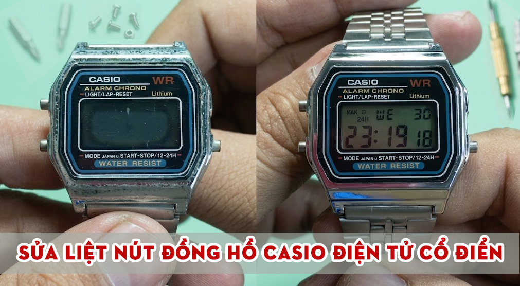 Sửa Liệt Nút Đồng Hồ Casio Điện Tử Cổ Điển: Kỹ Thuật Phục Hồi Lá Đồng Và Chống Nước Chuẩn Vintage