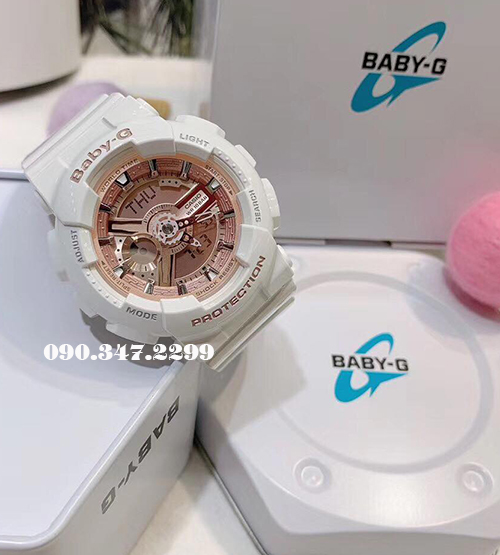 Chi tiết đồng hồ nữ Casio Baby-G BA-110-7A1DR Màu trắng