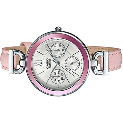 Mẫu đồng hồ nữ LTP-E406L-4AVDF dây da màu hồng