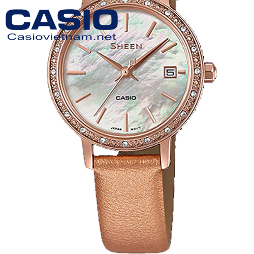 dây da đồng hồ Casio sheen  SHE-4060PGL-4AUDF