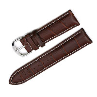 Dây Da Đồng Hồ DH-270 Màu Nâu Cao Cấp Viền Trắng