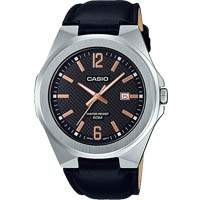 Đồng Hồ Nam Casio MTP-E158L-1AVDF Dây Da Màu Đen - Mặt Điểm Vàng Hồng
