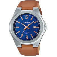 Đồng Hồ Nam Casio MTP-E158L-2AVDF Dây Da Màu Nâu - Nền Mặt Màu Xanh Trẻ Trung