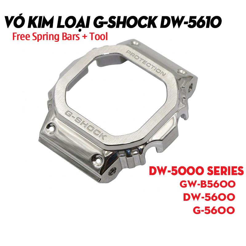 Vỏ Kim Loại G-Shock DW-5610, G-5600, GW-B5600 Màu Bạc - Full Metal Square 