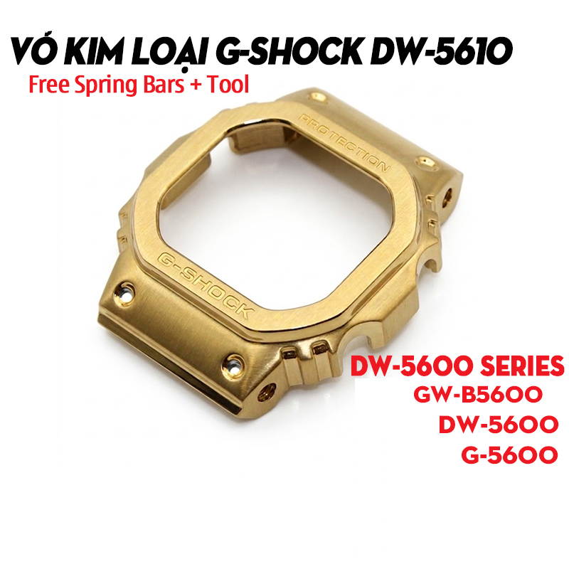 Vỏ Kim Loại G-Shock DW-5610, G-5600, GW-B5600 Màu Vàng Gold - Full Metal Square Gold 